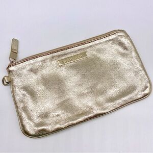 TIFFANY & CO. GOLD LEATHER ZIPPER CLUTCH WRISTLET WALLET POUCH SMALL HAND BAG